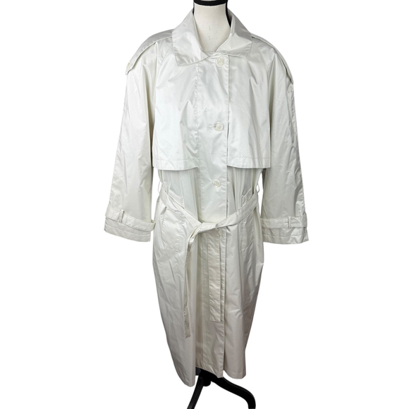 Worthington Essentials Women’s L Off-White Lightweight Trench Coat Quiet Luxury - Picture 2 of 14